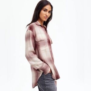 NWT Madewell Popover Shirt in Cabernet Plaid size XS